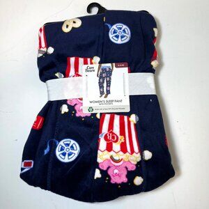 New - Care Bears Sleep Pants Lounge Pajama 2 Pockets Blue Popcorn Wmn Small 4-6